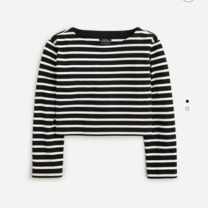 J.Crew Cropped Mariner TShirt. Size Small. Black with white stripes. New